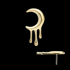 Dripping Crescent Moon Flatback Stud Earring / Nosering - 14Kt Yellow Gold