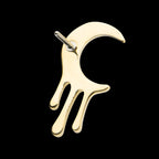 Dripping Crescent Moon Flatback Stud Earring / Nosering - 14Kt Yellow Gold