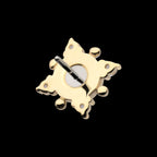Prong Set Round White Opal and Clear Gem 4-Point Flatback Stud Earring / Nosering - White Opal & Opal in 14Kt Yellow Gold