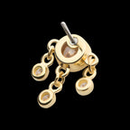 Triple Dangle Bezel Set Round CZ Flatback Stud Earring / Nosering - CZ in 14Kt Yellow Gold