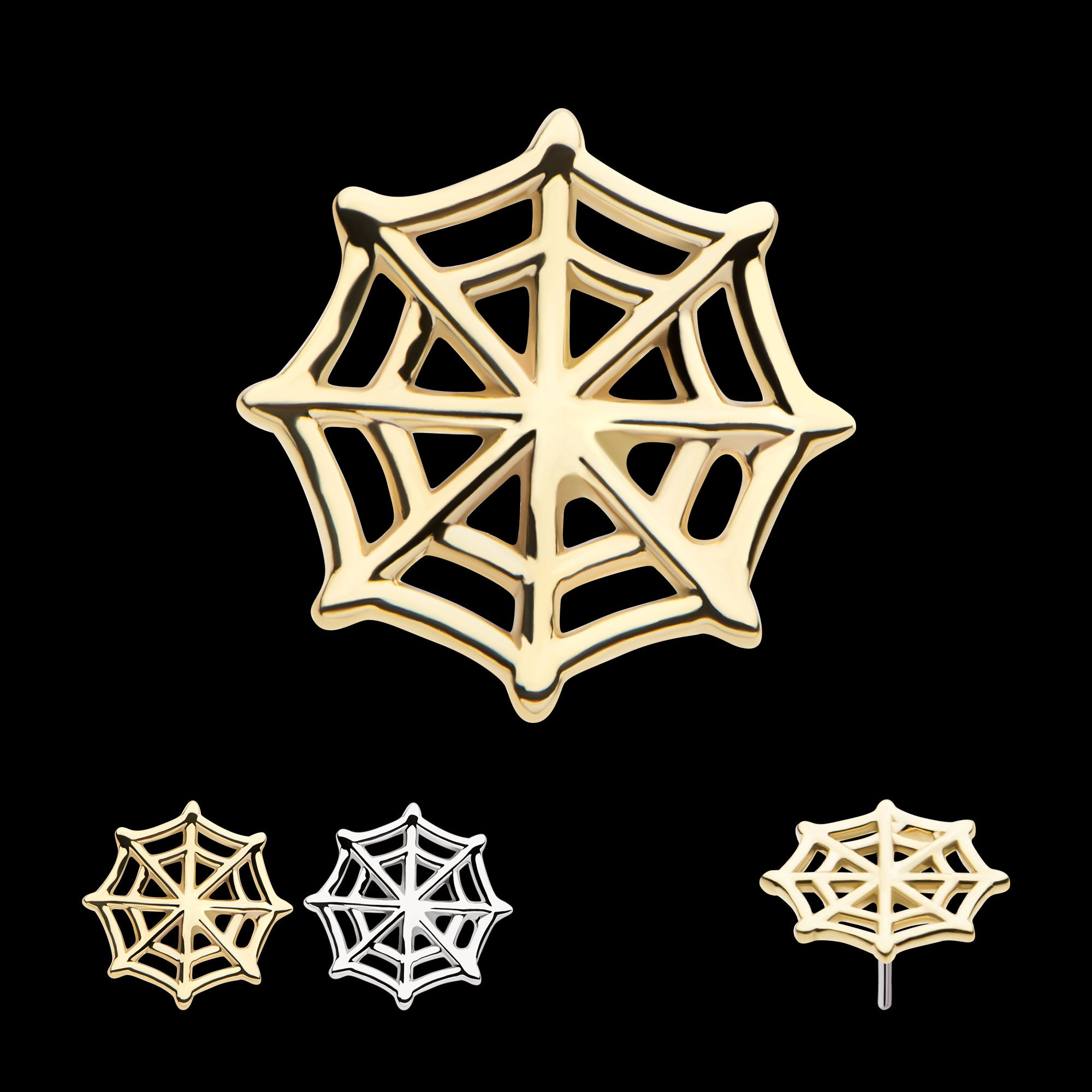 Spiderweb Flatback Stud Earring / Nosering - 14Kt Gold