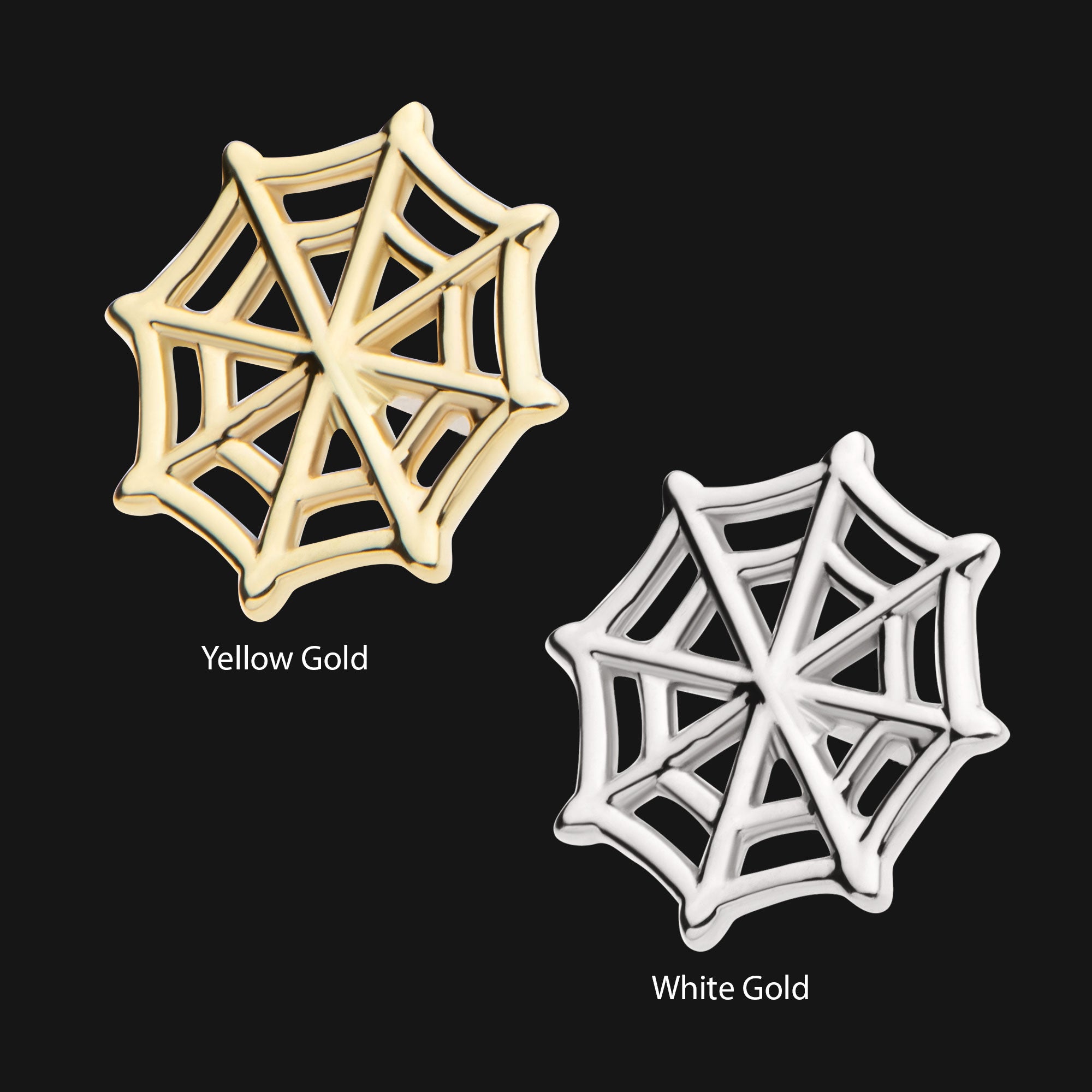 Spiderweb Flatback Stud Earring / Nosering - 14Kt Gold