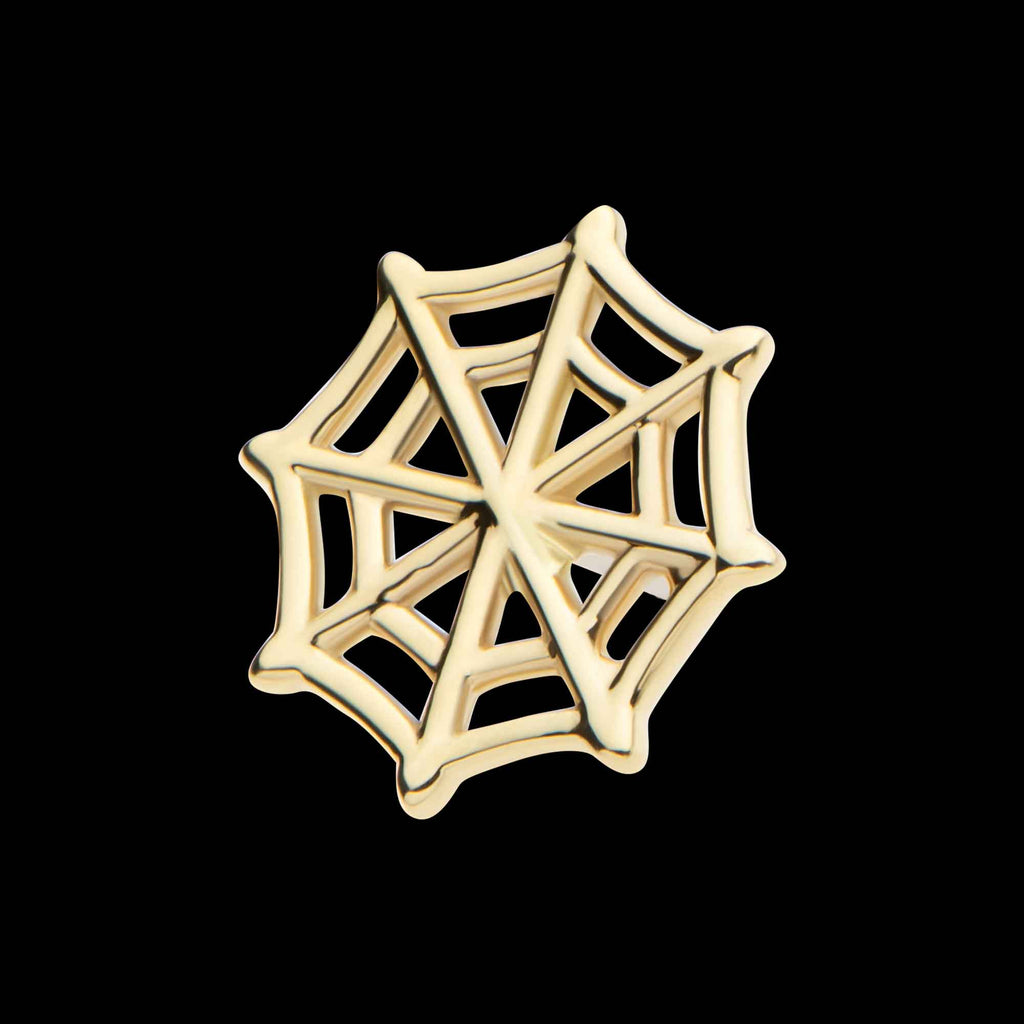 Spiderweb Flatback Stud Earring / Nosering - 14Kt Gold
