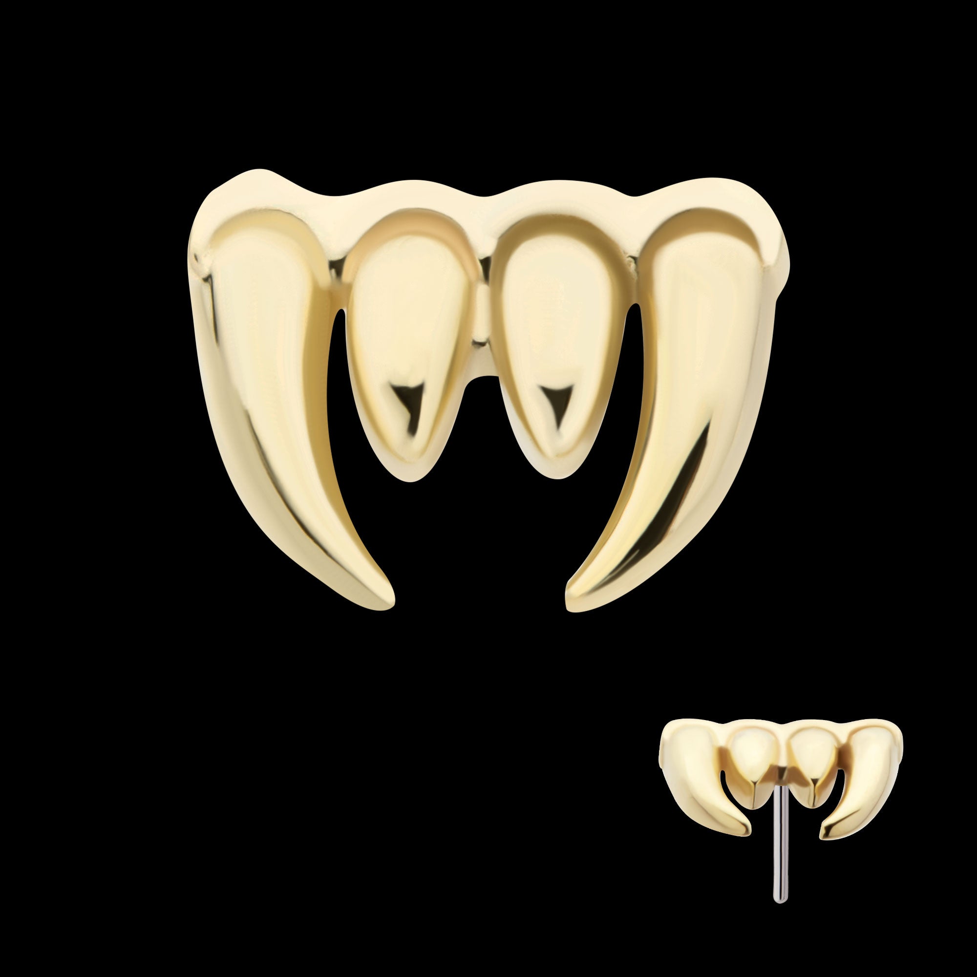 Fangs Flatback Stud Earring / Nosering - 14Kt Yellow Gold