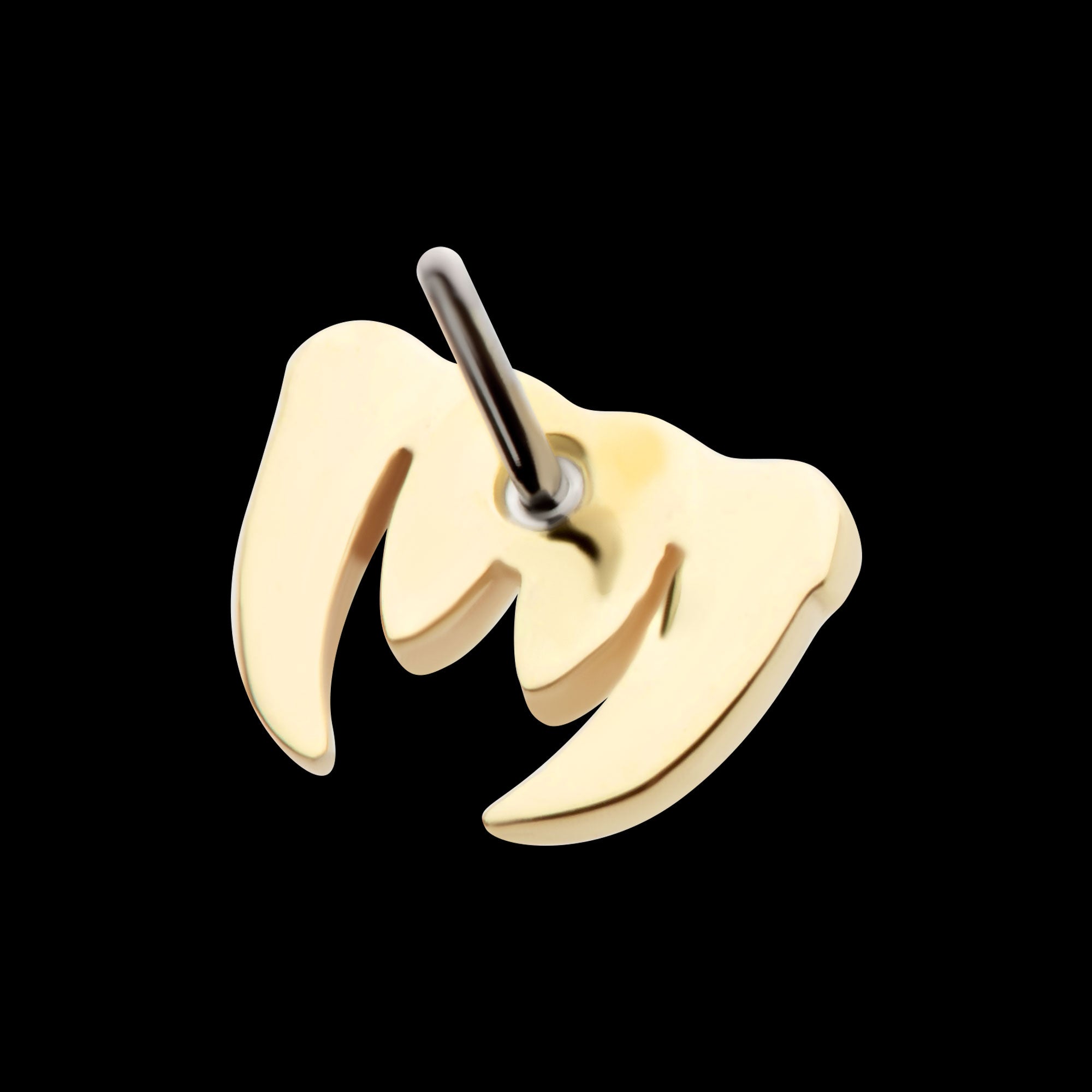 Fangs Flatback Stud Earring / Nosering - 14Kt Yellow Gold