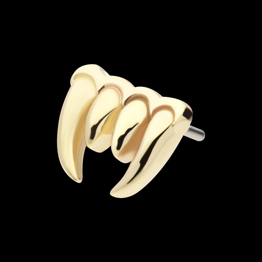 Fangs Flatback Stud Earring / Nosering - 14Kt Yellow Gold