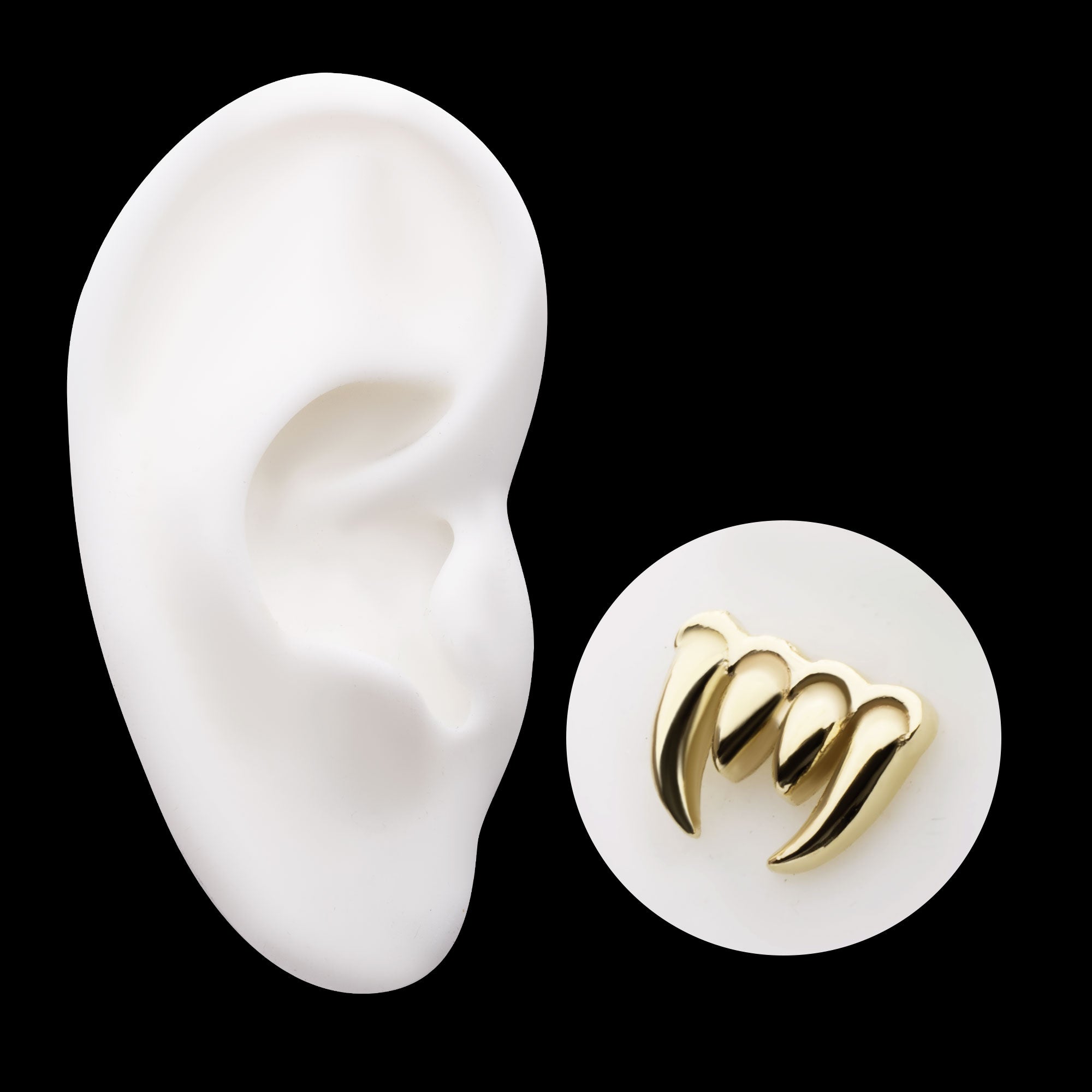 Fangs Flatback Stud Earring / Nosering - 14Kt Yellow Gold