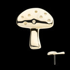 Dotted Mushroom Flatback Stud Earring / Nosering - 14Kt Yellow Gold