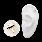 Dotted Mushroom Flatback Stud Earring / Nosering - 14Kt Yellow Gold