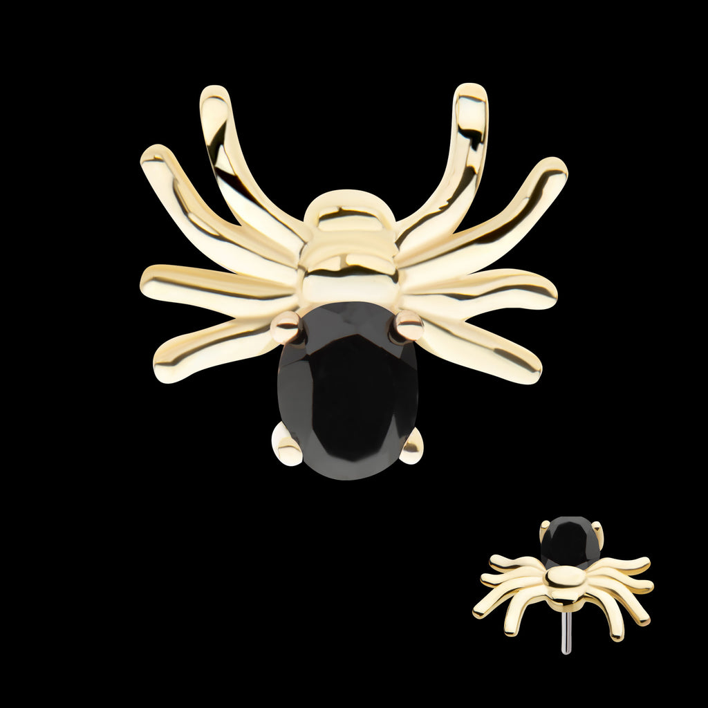 Prong Set Opal/CZ Spider Flatback Stud Earring / Nosering - Opal & CZ & Opal & CZ in 14Kt Yellow Gold