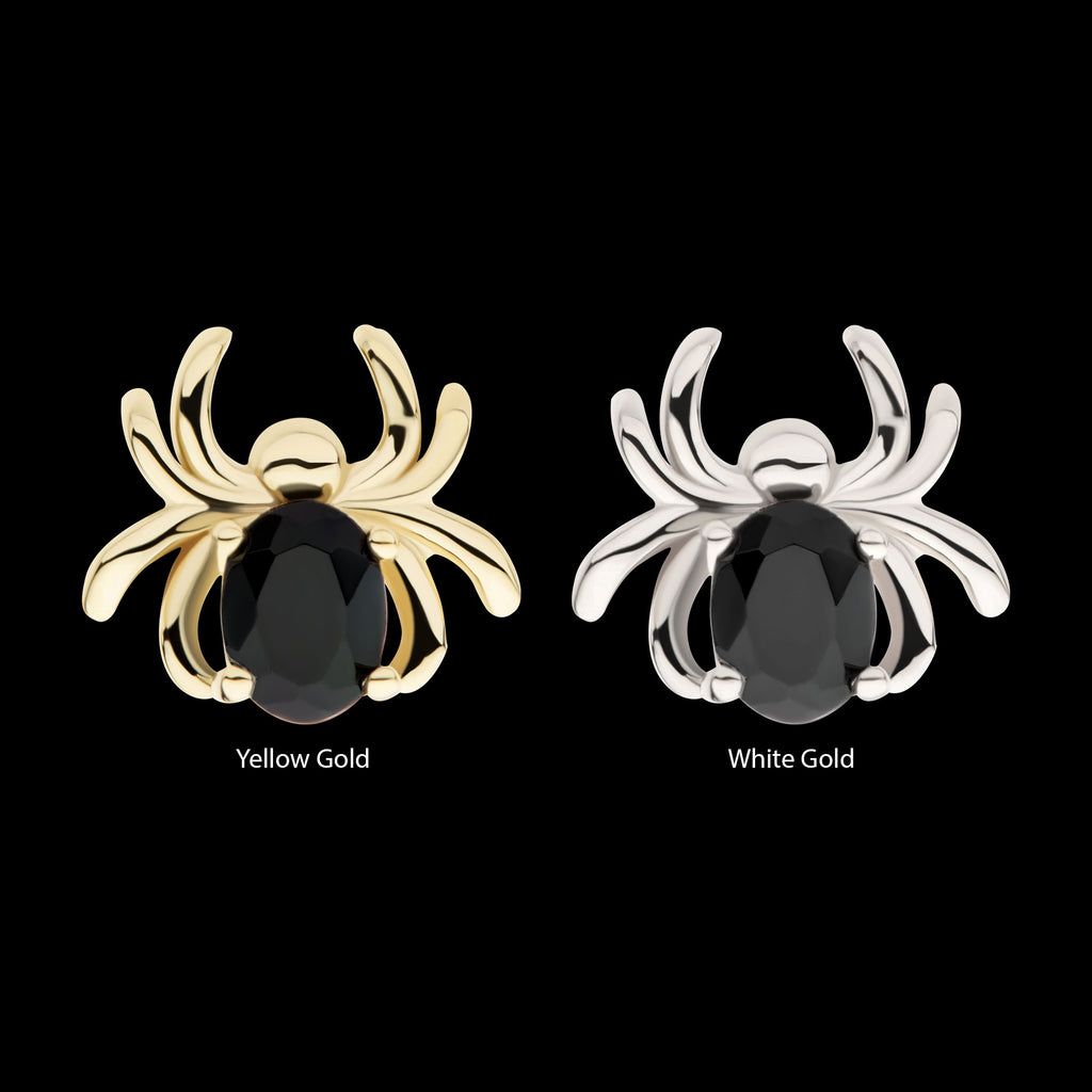 Spider with Prong Set Oval Gem Flatback Stud Earring / Nosering - Gem in 14Kt Gold