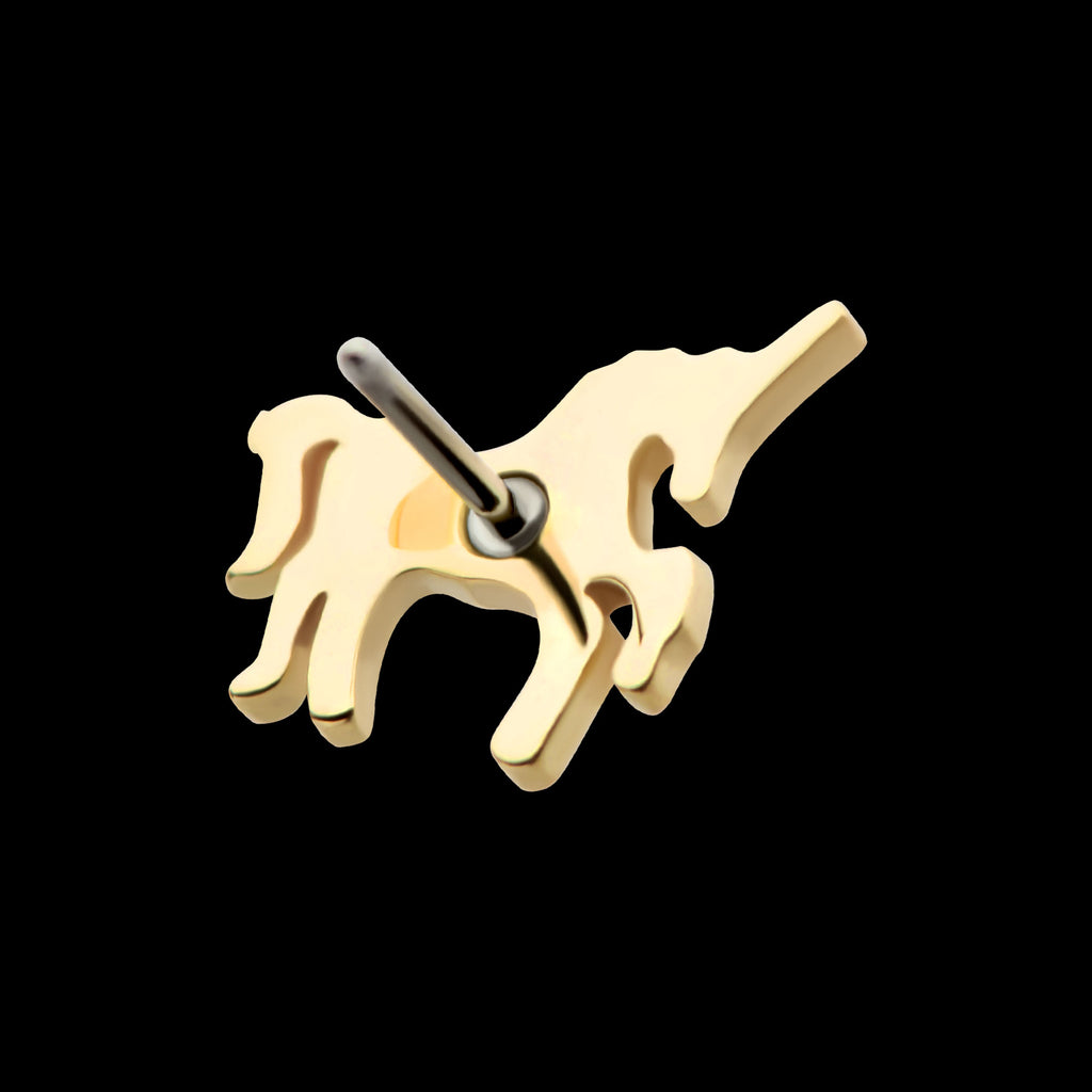 Unicorn Flatback Stud Earring / Nosering - 14Kt Yellow Gold