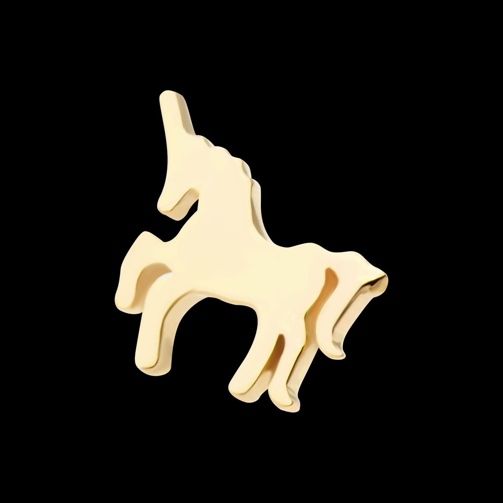 Unicorn Flatback Stud Earring / Nosering - 14Kt Yellow Gold
