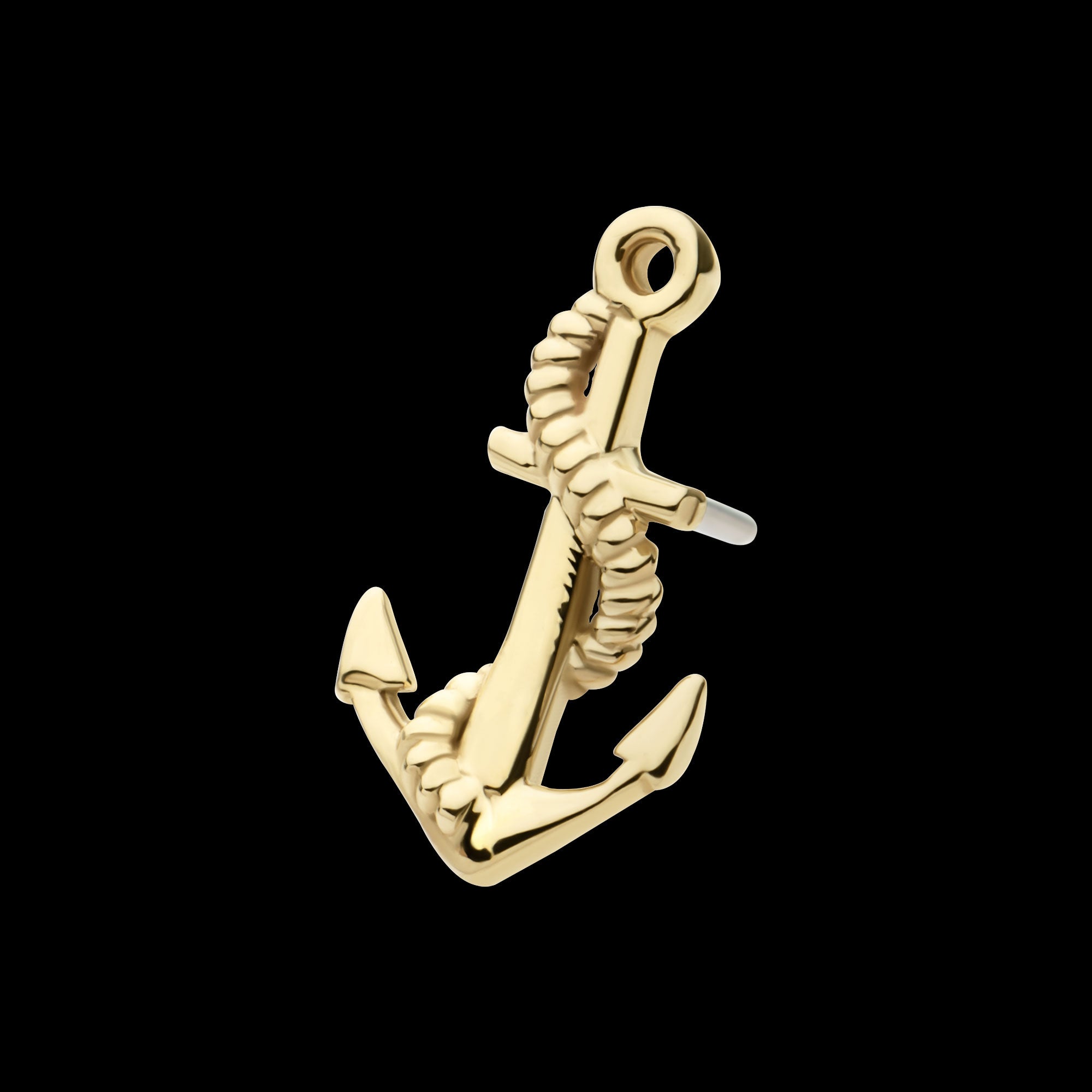 Anchor Flatback Stud Earring / Nosering - 14Kt Yellow Gold