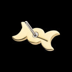 Hammered Triple Moon Phase Flatback Stud Earring / Nosering - 14Kt Yellow Gold