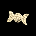 Hammered Triple Moon Phase Flatback Stud Earring / Nosering - 14Kt Yellow Gold