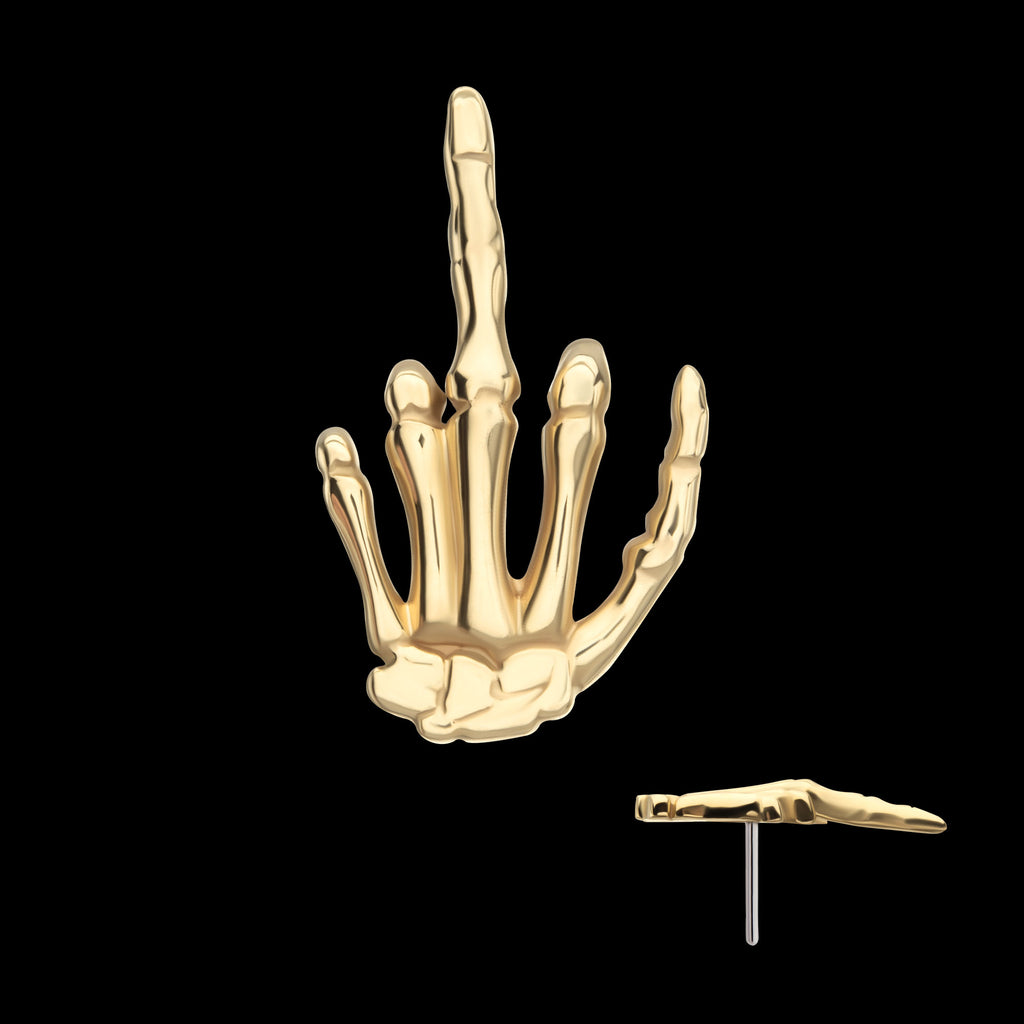Middle Finger Flatback Stud Earring / Nosering - 14Kt Yellow Gold