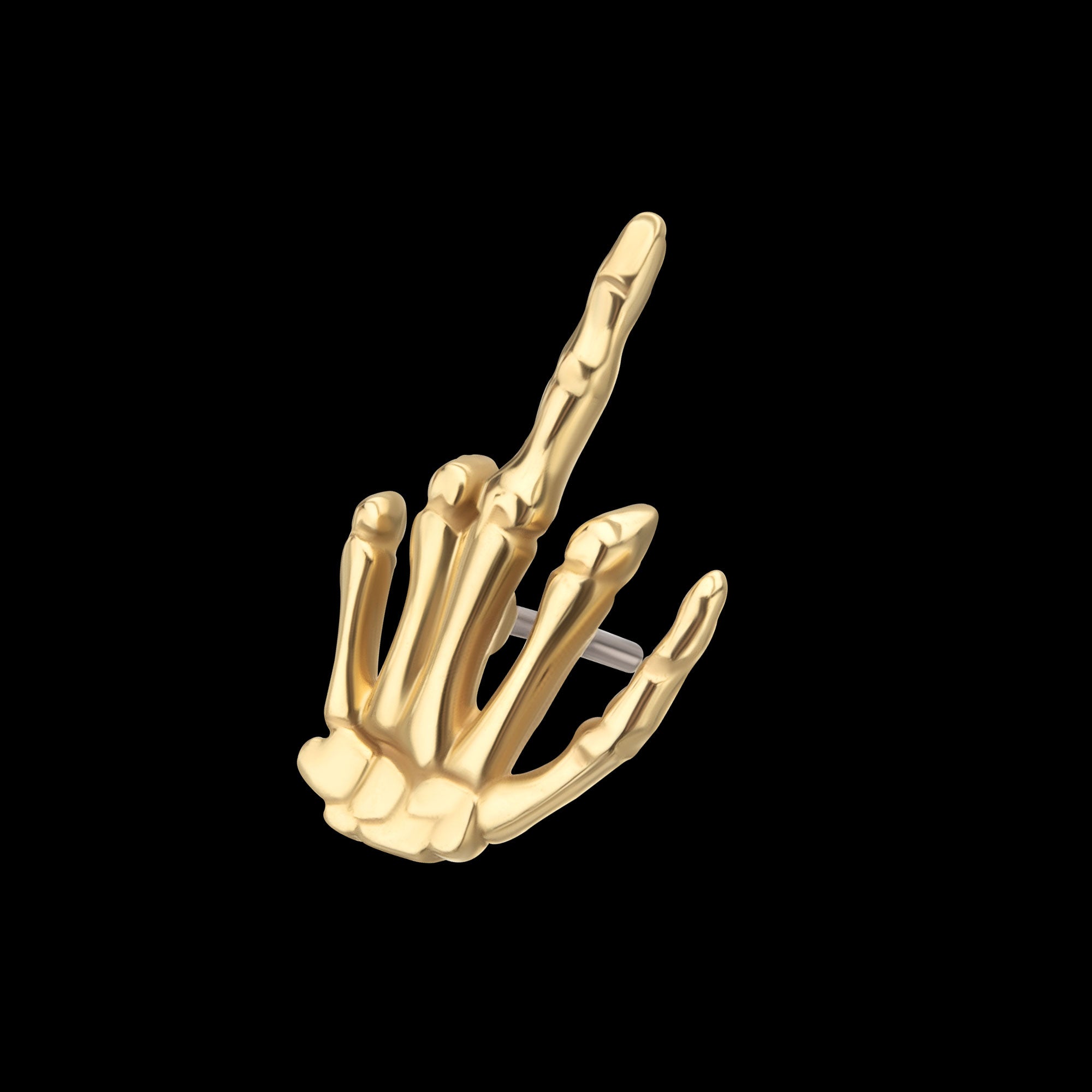 Middle Finger Flatback Stud Earring / Nosering - 14Kt Yellow Gold