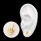 Middle Finger Flatback Stud Earring / Nosering - 14Kt Yellow Gold