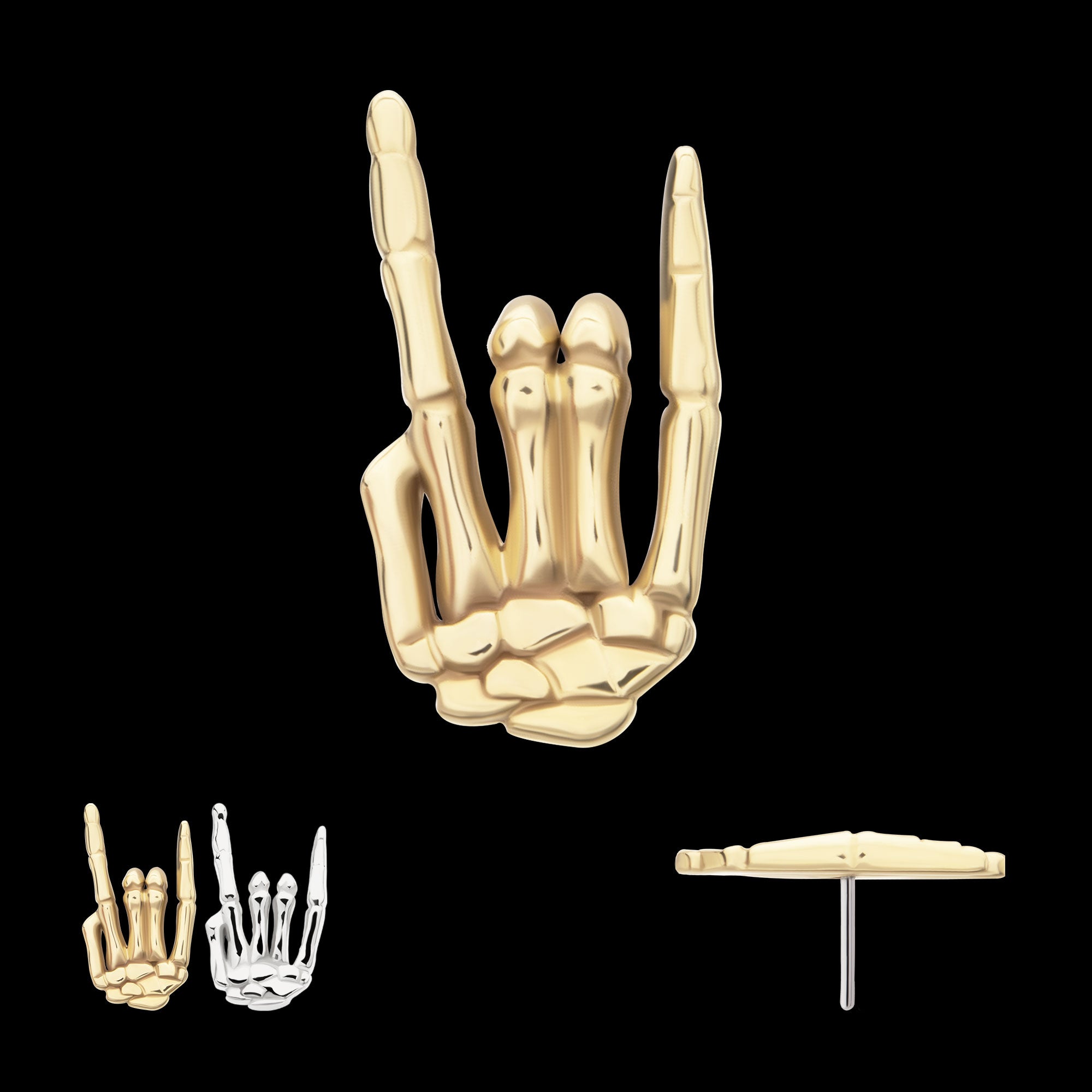 Rock & Roll Sign Flatback Stud Earring / Nosering - 14Kt Gold
