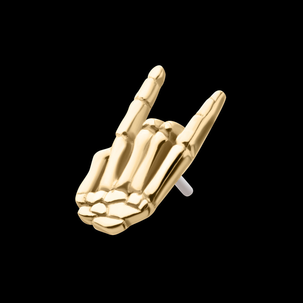 Rock & Roll Sign Flatback Stud Earring / Nosering - 14Kt Gold
