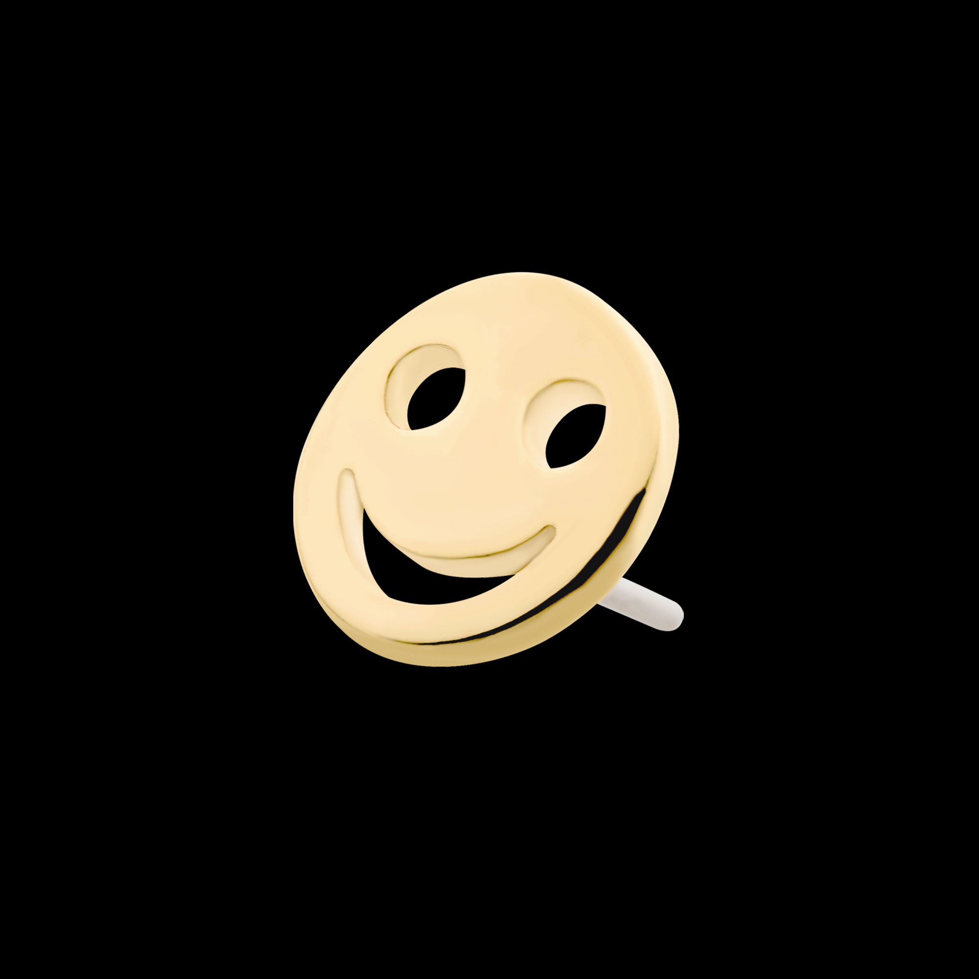 Cut Out Smiley Face Emoji Flatback Stud Earring / Nosering - 14Kt Gold