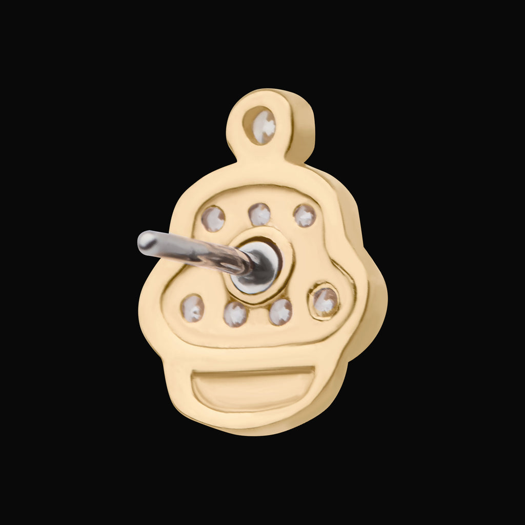 CZ Cupcake Flatback Stud Earring / Nosering - CZ in 14Kt Yellow Gold