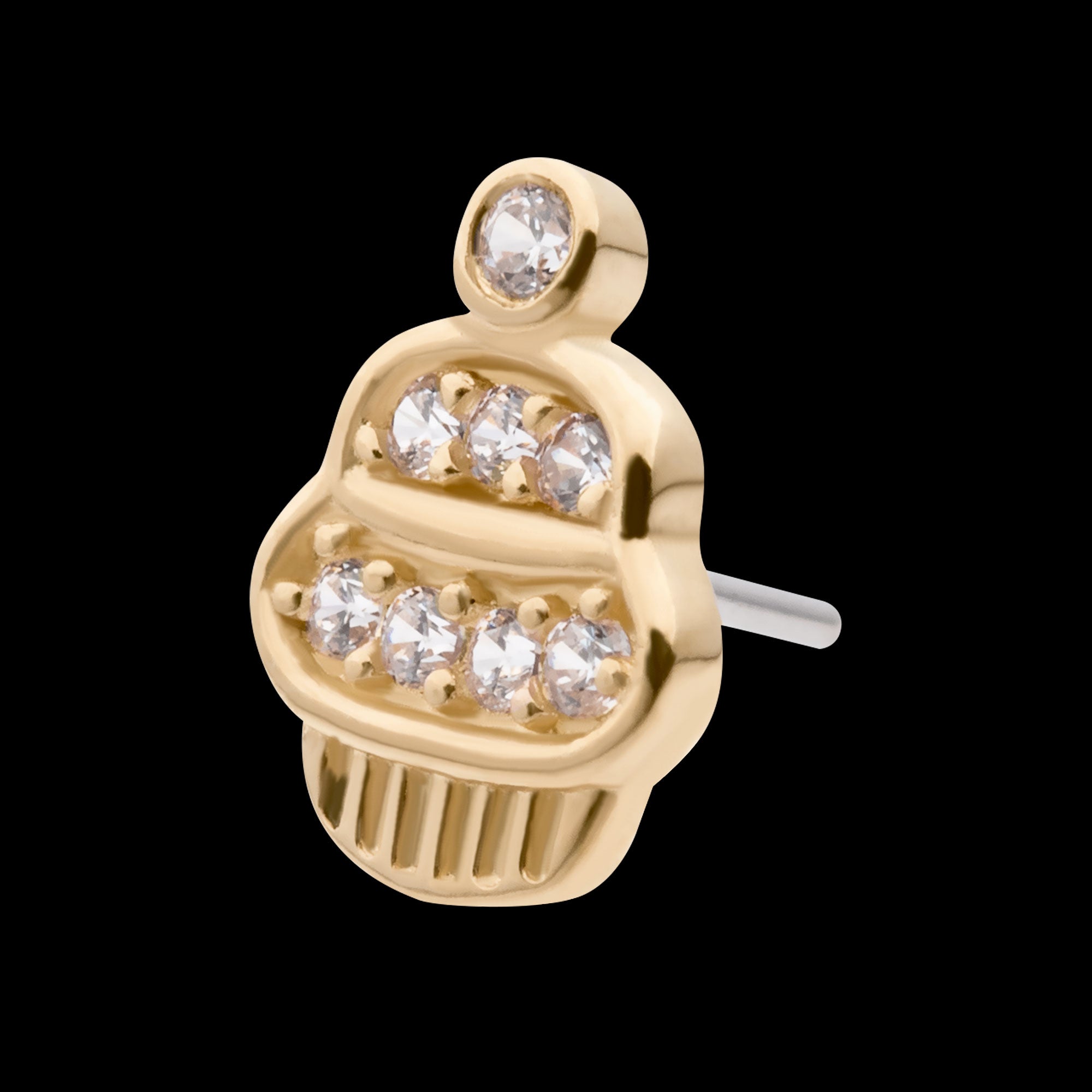 CZ Cupcake Flatback Stud Earring / Nosering - CZ in 14Kt Yellow Gold
