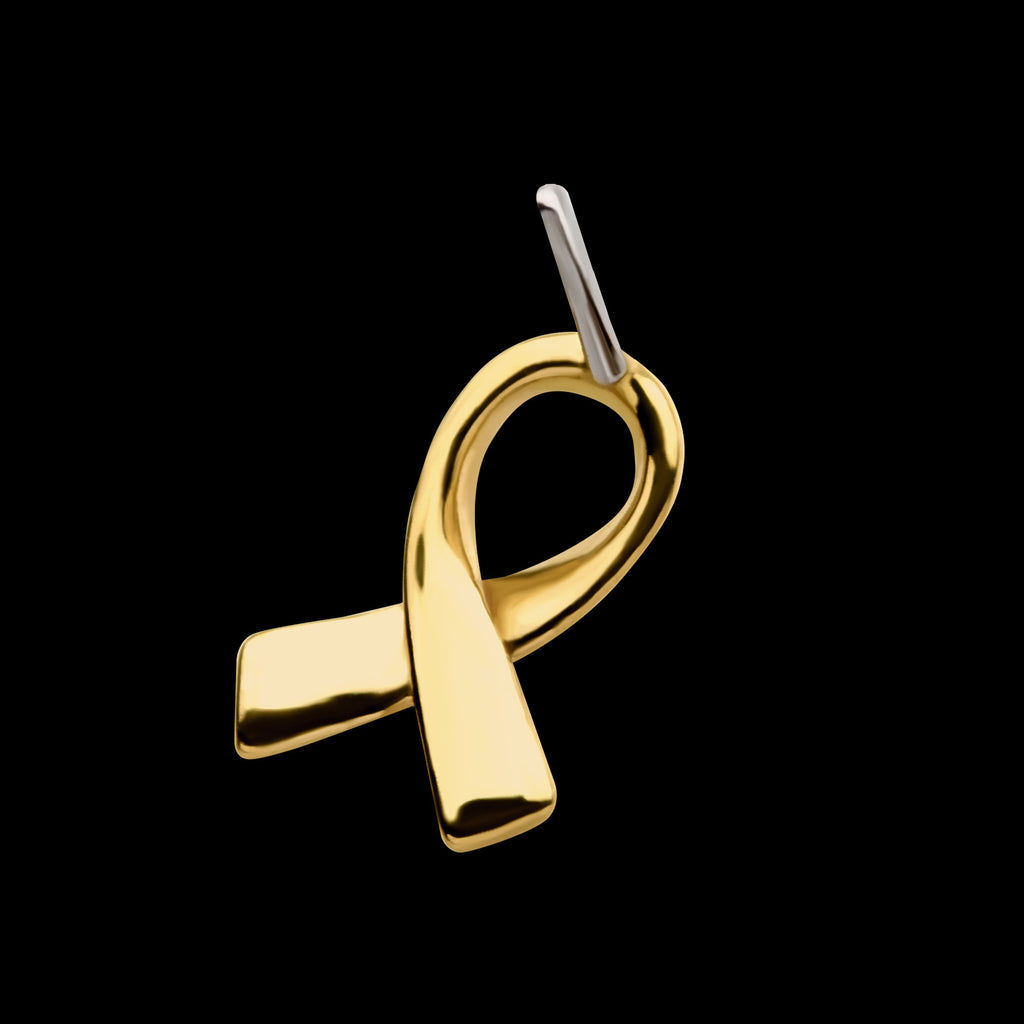 Awareness Ribbon Symbol Flatback Stud Earring / Nosering - 14Kt Yellow Gold