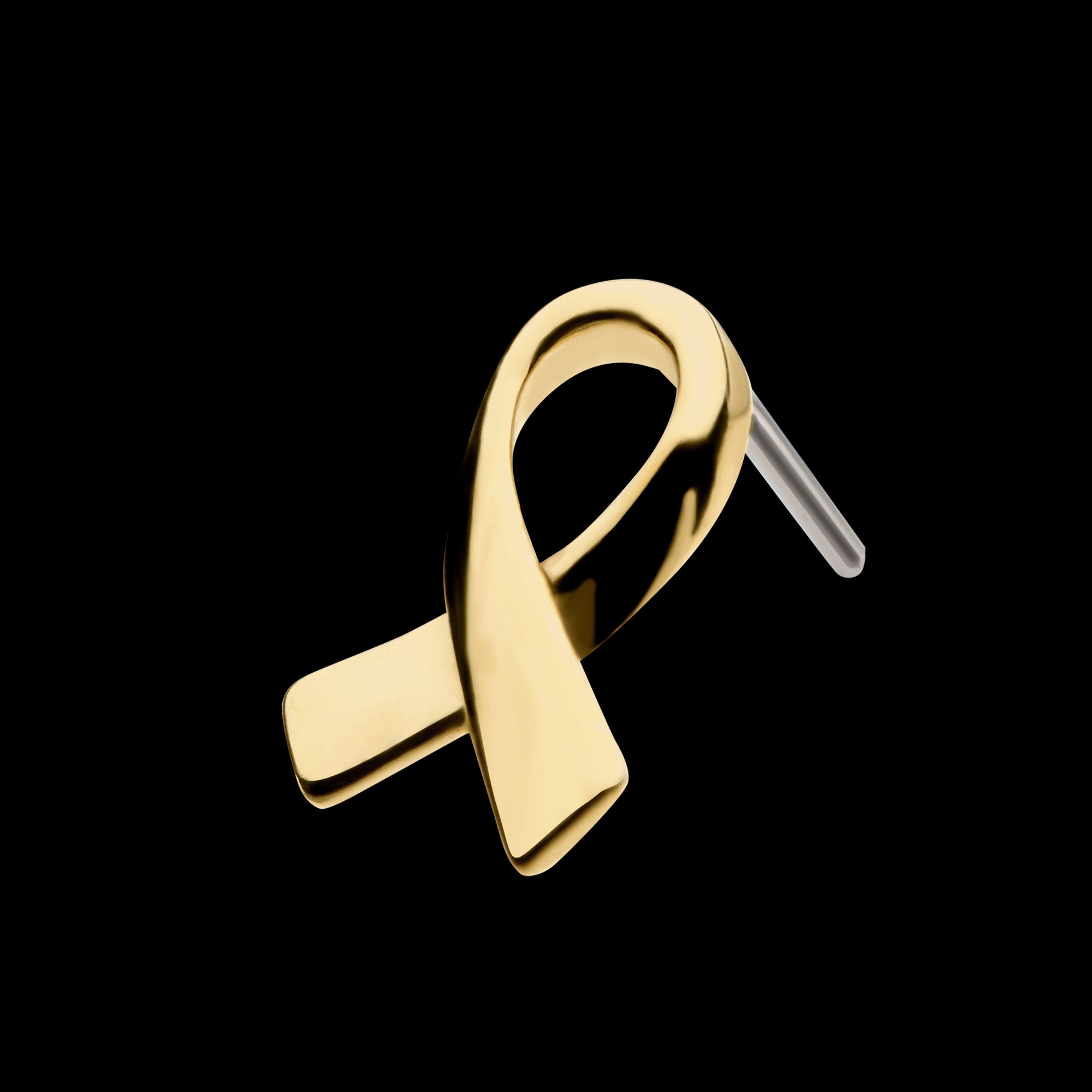 Awareness Ribbon Symbol Flatback Stud Earring / Nosering - 14Kt Yellow Gold