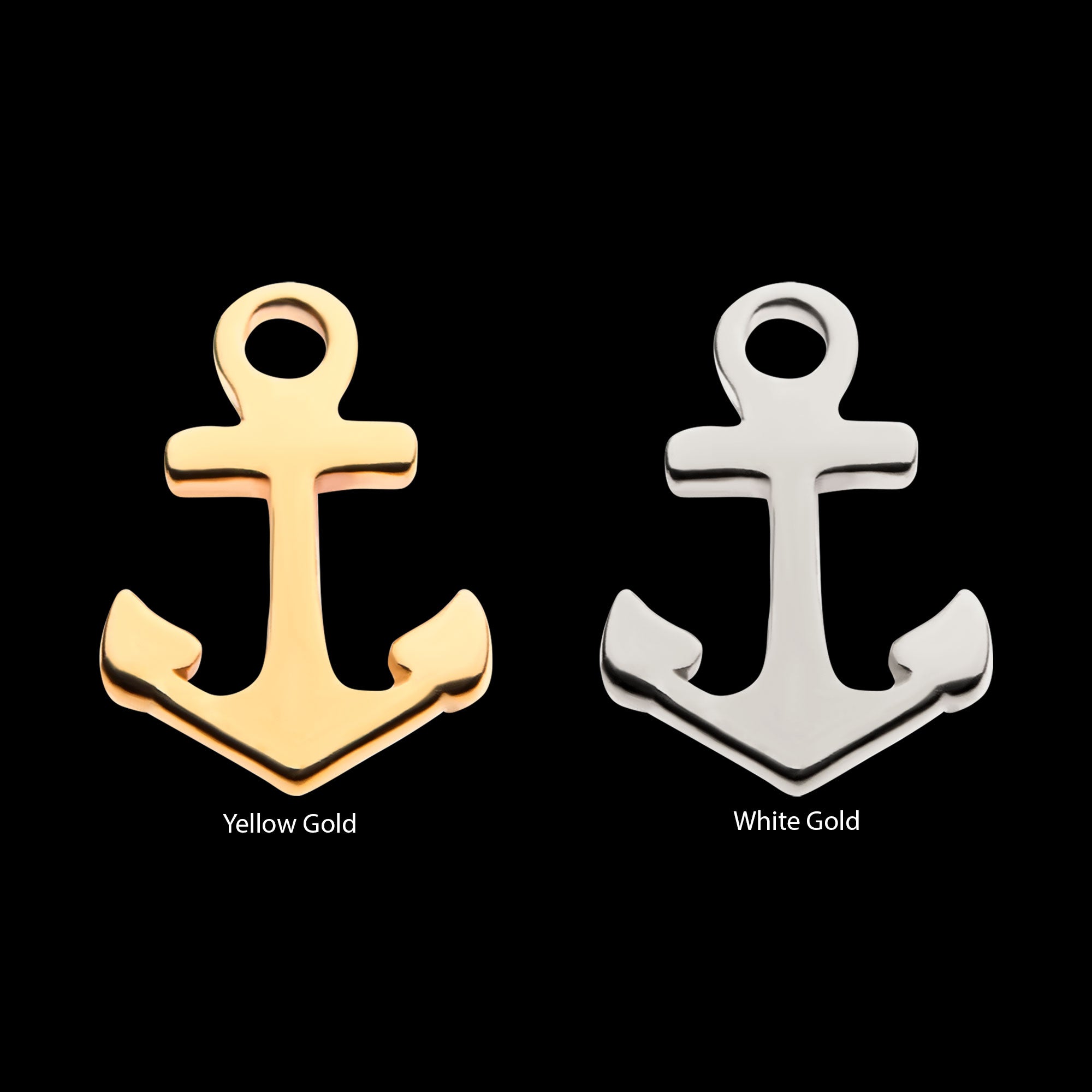 Anchor Flatback Stud Earring / Nosering - 14Kt Gold