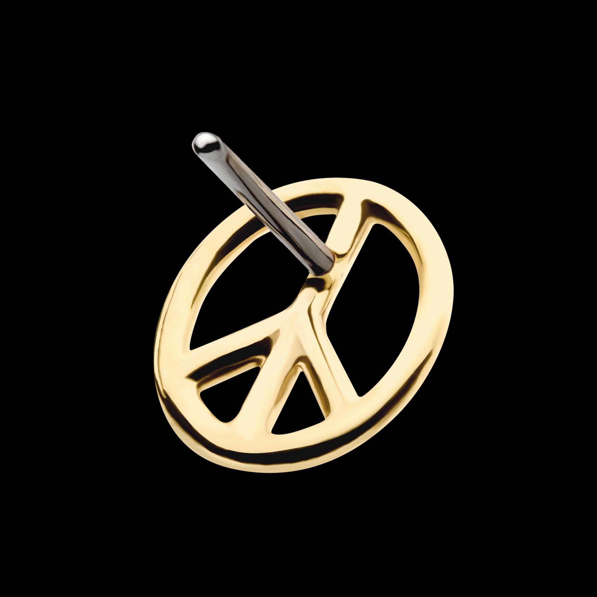 Cut Out Peace Sign Flatback Stud Earring / Nosering - 14Kt Yellow Gold