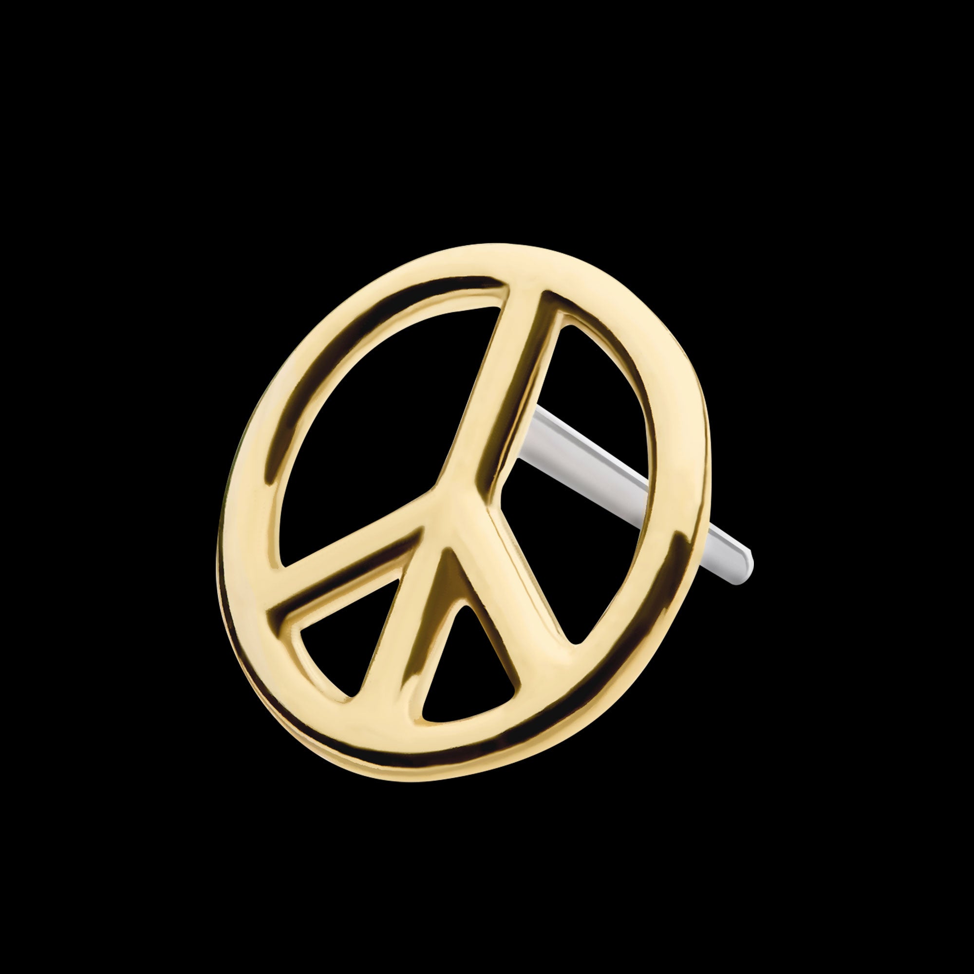 Cut Out Peace Sign Flatback Stud Earring / Nosering - 14Kt Yellow Gold
