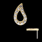 Prong Set CZ Cut Out Teardrop Flatback Stud Earring / Nosering - CZ in 14Kt Yellow Gold