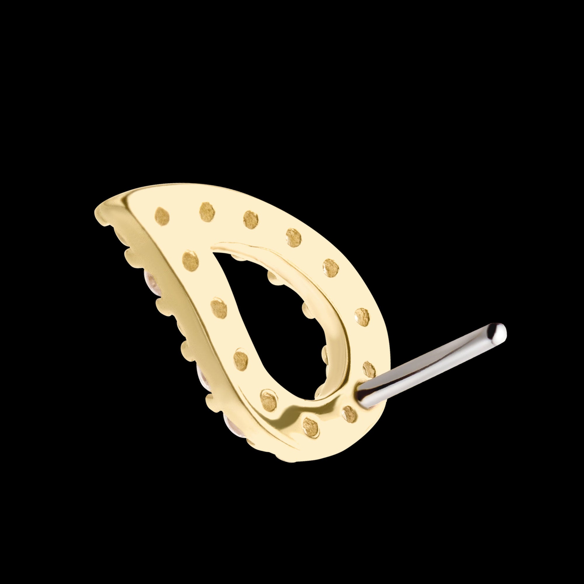 Prong Set CZ Cut Out Teardrop Flatback Stud Earring / Nosering - CZ in 14Kt Yellow Gold