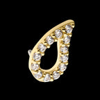 Prong Set CZ Cut Out Teardrop Flatback Stud Earring / Nosering - CZ in 14Kt Yellow Gold