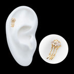 Prong Set Marquise Gem Evil Eye with Triple Dangle Chain Flatback Stud Earring / Nosering - Gem in 14Kt Yellow Gold