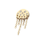 Jellyfish Bezel-Set Round Gem 5-Chain Dangle Threadless Earring / Nosering – 14Kt Yellow Gold