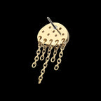 Jellyfish Bezel-Set Round Gem 5-Chain Dangle Threadless Earring / Nosering – 14Kt Yellow Gold