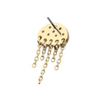 Jellyfish Bezel-Set Round Gem 5-Chain Dangle Threadless Earring / Nosering – 14Kt Yellow Gold