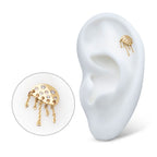 Jellyfish Bezel-Set Round Gem 5-Chain Dangle Threadless Earring / Nosering – 14Kt Yellow Gold