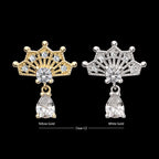 Prong Set Gem Fan with Teardrop Gem Dangle Flatback Stud Earring / Nosering - Gem in 14Kt Gold