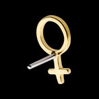Female Gender Symbol Flatback Stud Earring / Nosering - 14Kt Yellow Gold