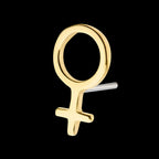 Female Gender Symbol Flatback Stud Earring / Nosering - 14Kt Yellow Gold