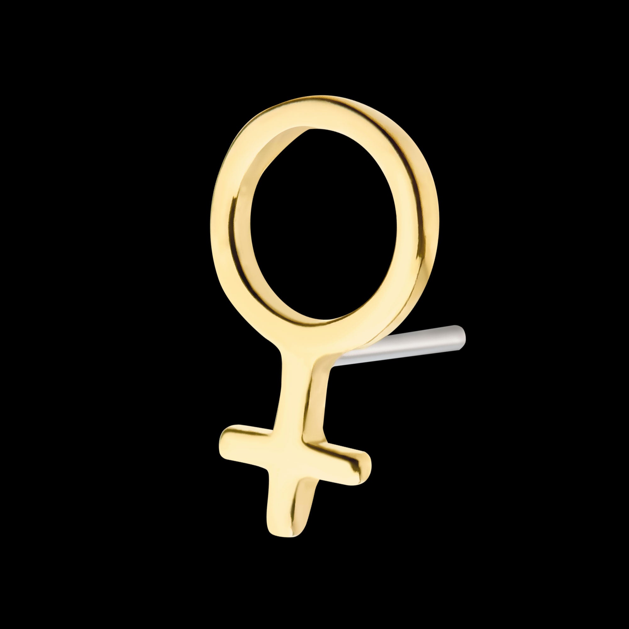 Female Gender Symbol Flatback Stud Earring / Nosering - 14Kt Yellow Gold