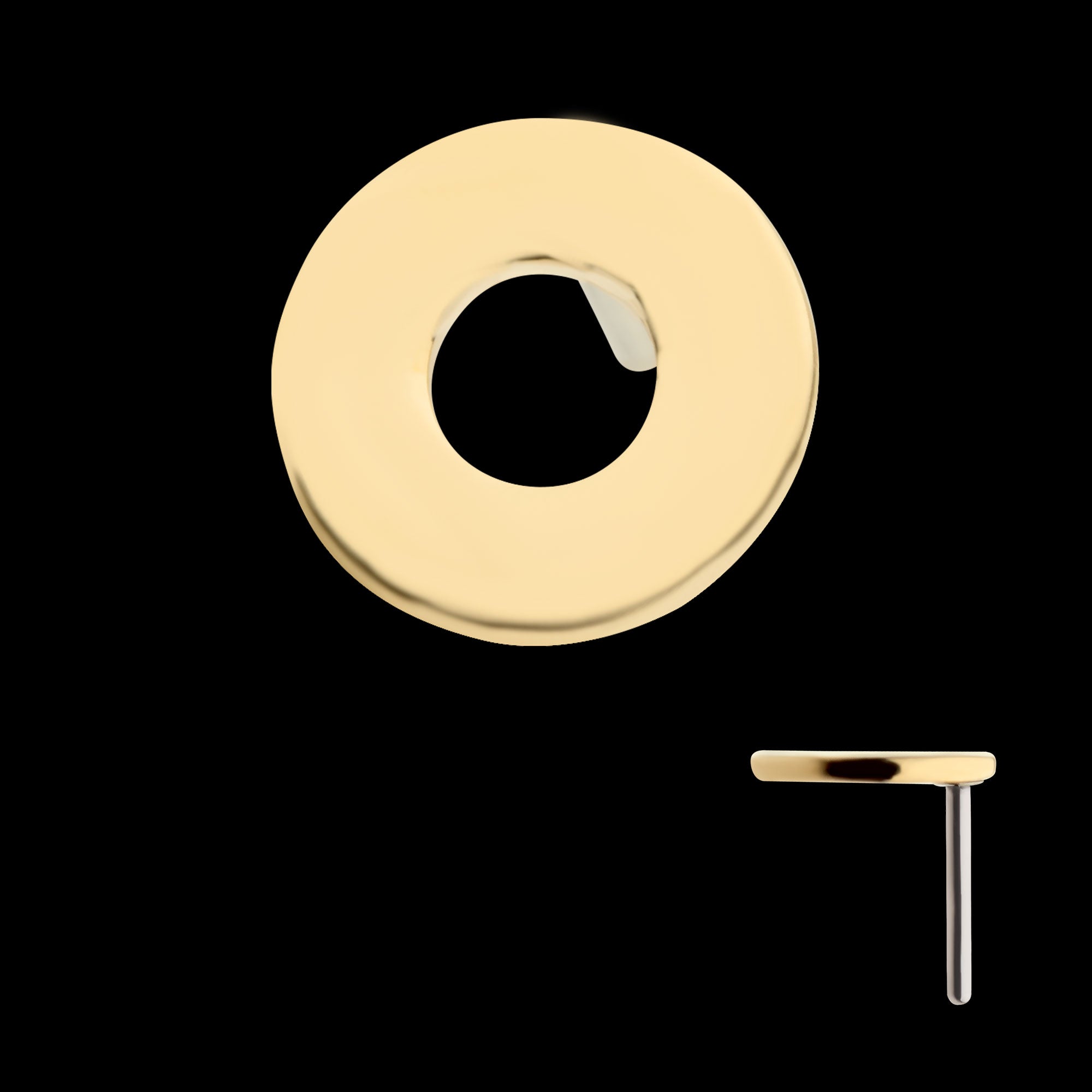 Letter O Flatback Stud Earring / Nosering - 14Kt Gold
