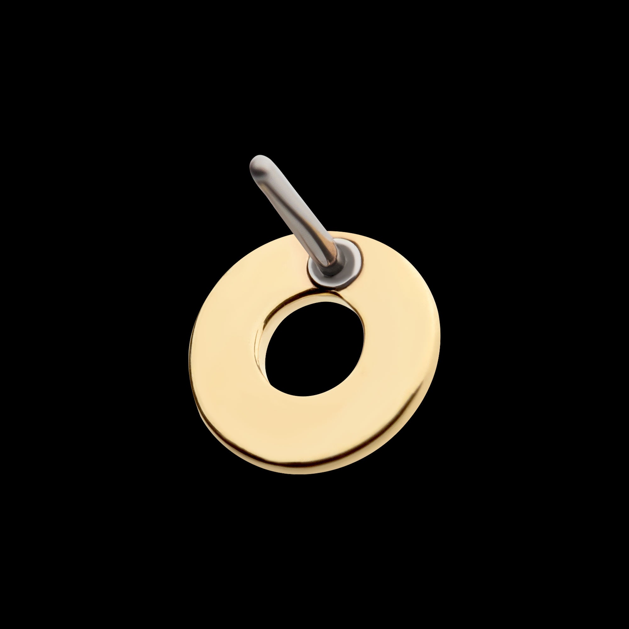 Letter O Flatback Stud Earring / Nosering - 14Kt Gold
