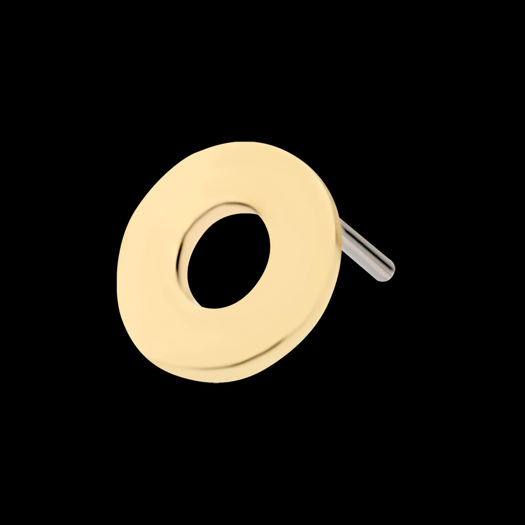 Letter O Flatback Stud Earring / Nosering - 14Kt Gold