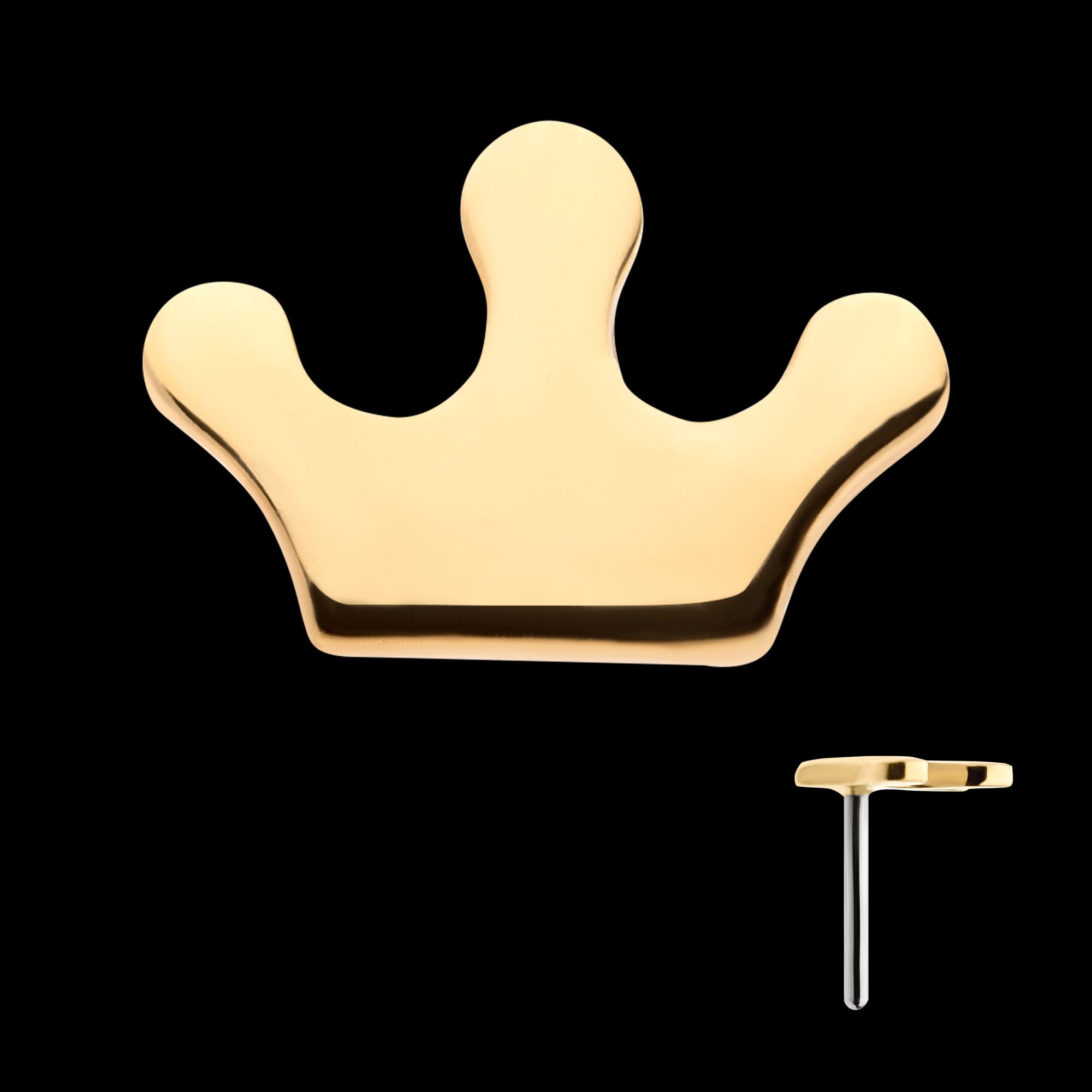 Crown Flatback Stud Earring / Nosering - 14Kt Yellow Gold