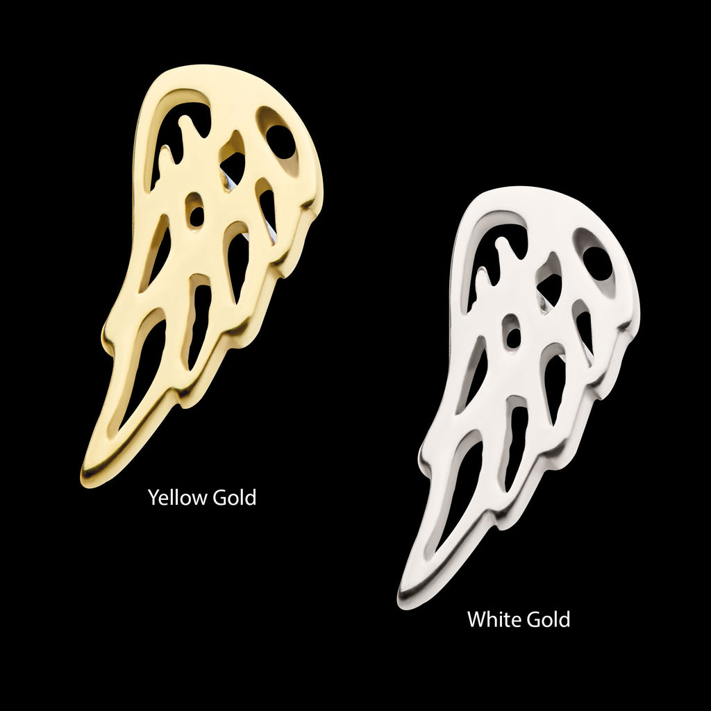 Angel Wing (Left Ear) Flatback Stud Earring / Nosering - 14Kt Gold